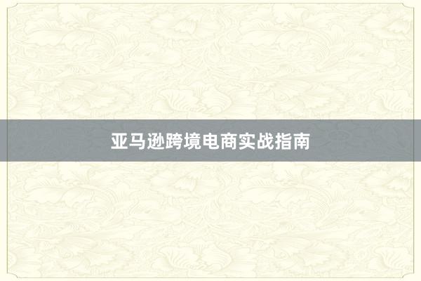 亚马逊跨境电商实战指南